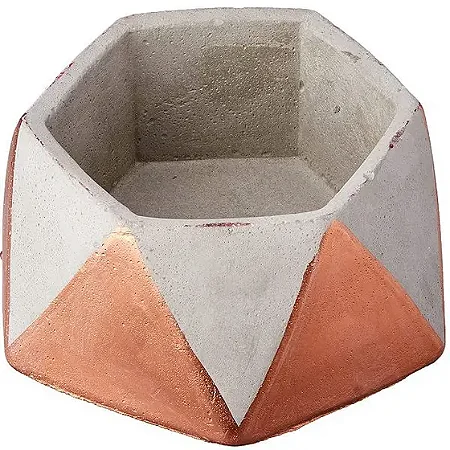 Cachepot Geométrico em Cimento Acabamento Metalizado MART