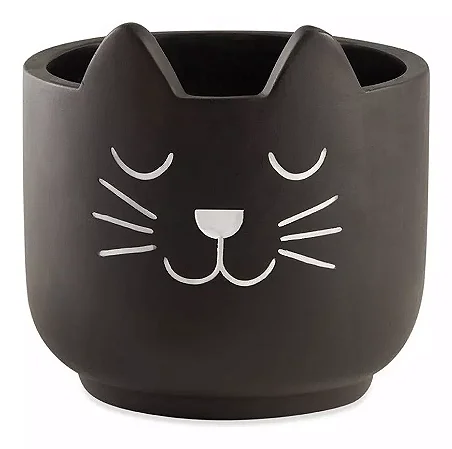 CACHEPOT GATO EM CIMENTO PRETO MART 15,5cm
