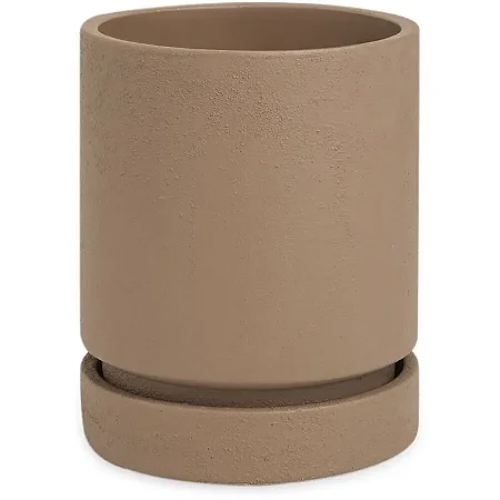 Cachepot Cilíndrico em Cimento com Prato 17cm MART