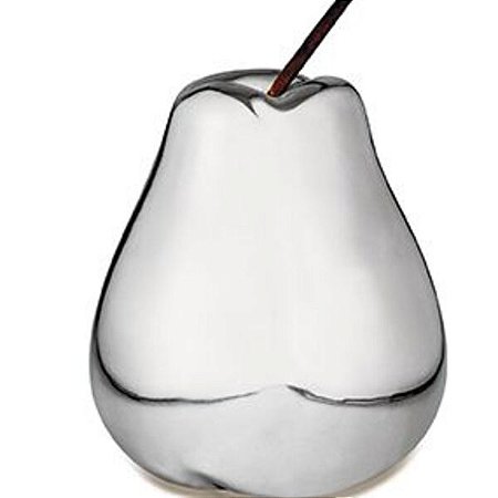 Escultura Decor Cerâmica Formato de Pêra Prata MART 14,5cm