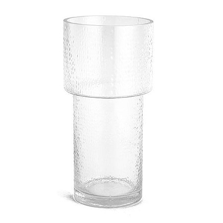 VASO EM VIDRO INCOLOR MARTELADO MART 30CM