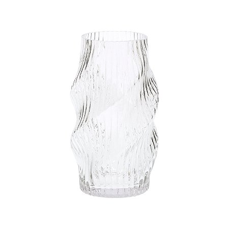 VASO EM VIDRO INCOLOR TEXTURIZADO MART 28CM