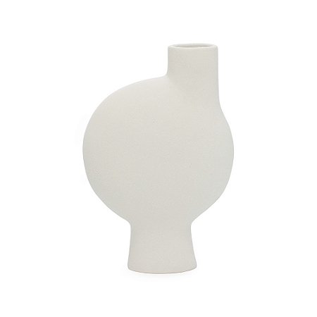 VASO EM CERAMICA ORGANICO FOSCO BRANCO MART  30cm