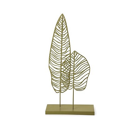 ESCULTURA FOLHAGEM EM METAL VERDE MART