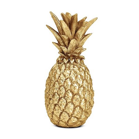 ESCULTURA ABACAXI EM POLIRRESINA DOURADO MART 12,5CM