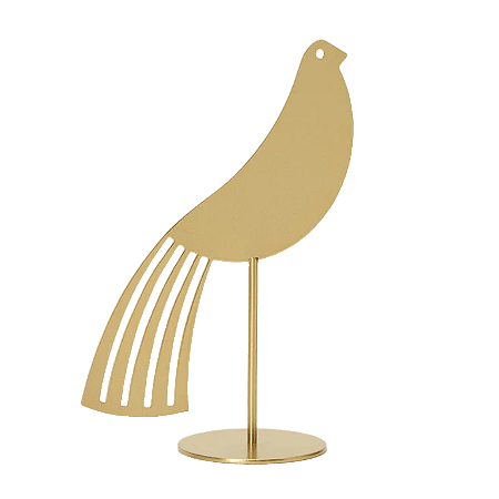 ESCULTURA PASSARO EM METAL DOURADO MART