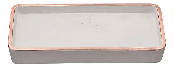 BANDEJA EM CIMENTO COM A BORDA ROSE GOLD MART 20cm