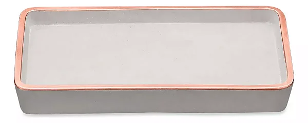 BANDEJA EM CIMENTO COM A BORDA ROSE GOLD MART 24cm
