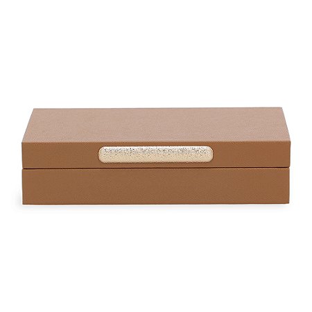 CAIXA EM MDF COM REVESTIMENTO EM PU CARAMELO 30CM MART