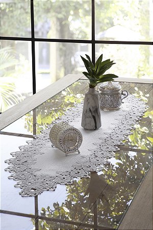 CAMINHO MESA RENDADO 100% PES VENEZA 40X150CM BG/BCO/FEN