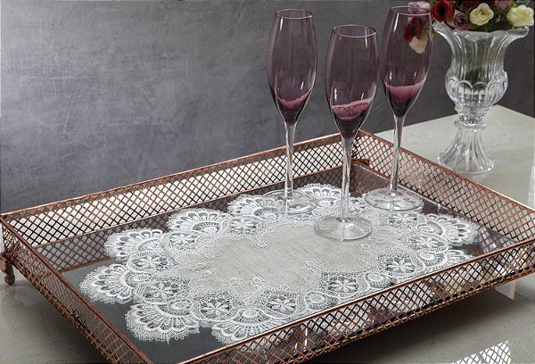 LINHA LUXO CAMINHO MESA RENDADO ISTAMBUL 30X045CM BEGE/BCO