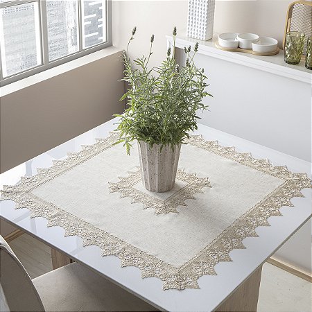 LINHA LUXO CAMINHO MESA RENDADO ARIZONA 85X85CM BEGE