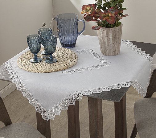 LINHA LUXO CAMINHO MESA RENDADO TEXAS 85X85CM BRANCO JOLITEX