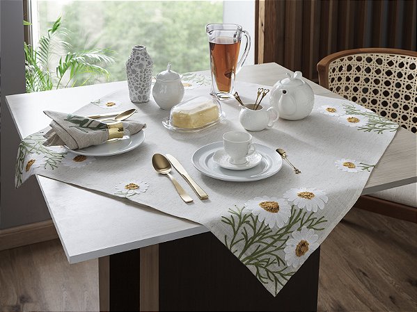 LINHA ATELIE TRILHO DE MESA FILIPINAS 85X85CM BEGE/VRD/BCO