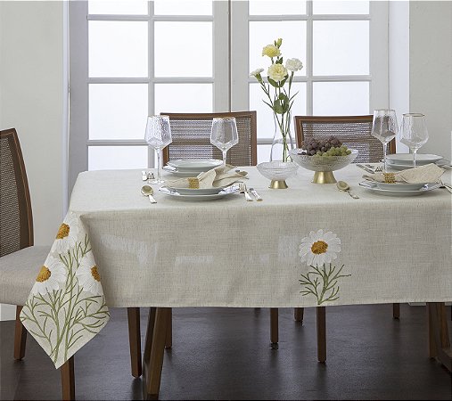LINHA ATELIE TOALHA DE MESA FILIPINAS 160X270CM BEGE/VRD/BCO