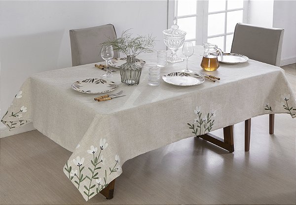 LINHA ATELIE TOALHA DE MESA AUSTRALIA 150X220CM BEGE/VRD/BCO
