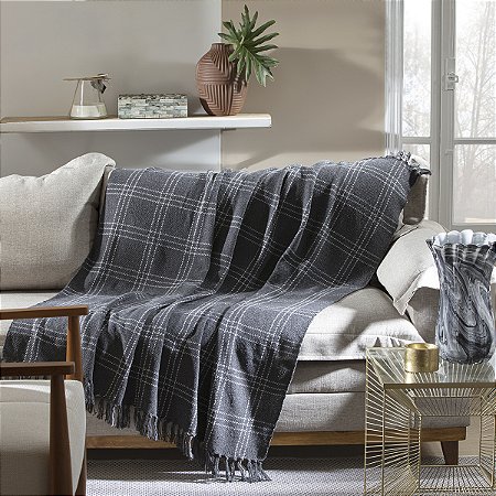 XALE PARA SOFA ESTAMPADO CINZA 130X150CM JOLITEX