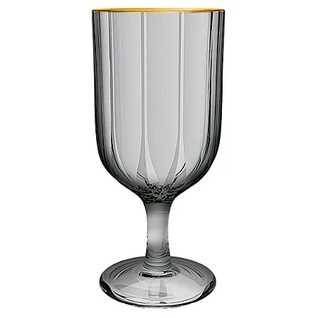 JG 6 TACAS REFINATTO VIDRO FUME BORDA OURO 330ML L´HERMITAGE