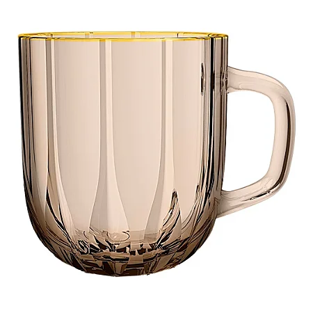 JG 6 CANECAS EM VIDRO CARAM COM BORDA OURO 280ML L´HERMITAGE