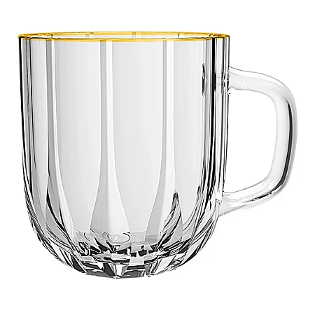 JG 6 CANECAS EM VIDRO COM BORDA OURO 280ML L´HERMITAGE