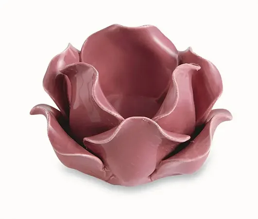 PORTA-VELAS ROSA COR MARSALA EM CERAMICA MART