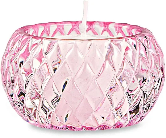 PORTA-VELAS EM VIDRO ROSA MART