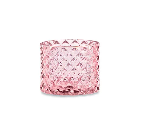 PORTA-VELAS EM VIDRO BICO ABACAXI ROSA MART