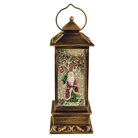 LANTERNA NATALINA DECORATIVA PAPAI NOEL COM LED - 27CM