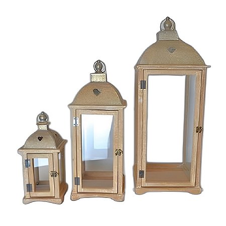 Trio de Lanterna Decor Natural e Metal