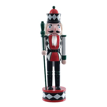 QUEBRA NOZES EM MADEIRA 30cm VERMELHO PRETO FLORARTE