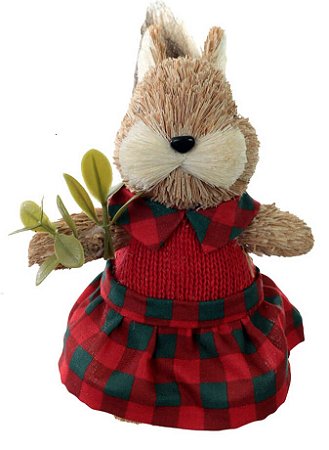 ESQUILO NATAL MENINA EM PE (VERMELHO) 19X13cm