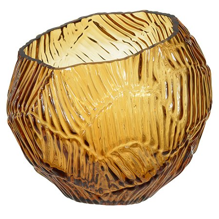 VASO DECOR VIDRO (AMBAR) TEXTURIZADO 24CM