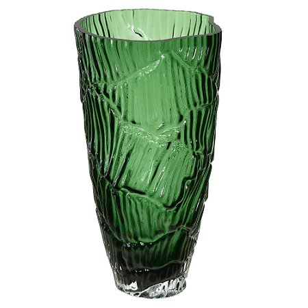VASO DECOR VIDRO (VERDE) 32CM TEXTURIZADO FLORARTE