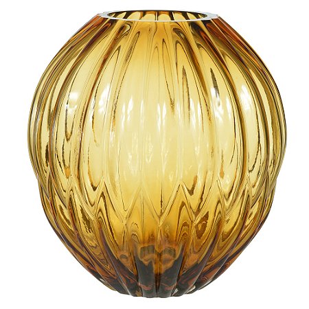 VASO DECOR VIDRO (AMBAR) 24CM ESTRIADO FLORARTE