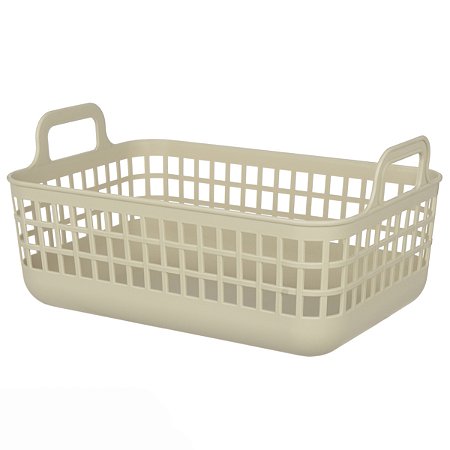 CESTO ORGANIZADOR MULTIUSO 9L EM PLASTICO C/ALCA BEGE 33CM