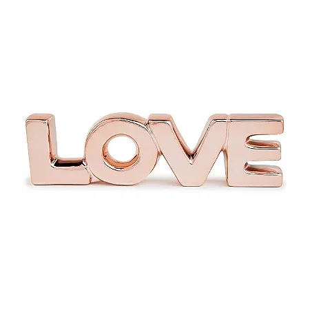 ESCULTURA LOVE EM CERAMICA ROSE GOLD MART