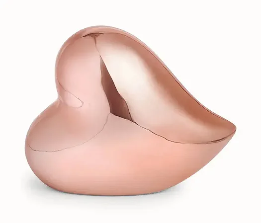 ESCULTURA EM CERAMICA CORAÇÃO ROSE GOLD MART