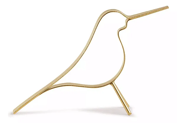 ESCULTURA PASSARO EM METAL DOURADO MART 28,5cm