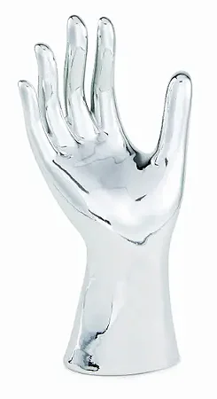 ESCULTURA MÃO EM CERAMICA PRATA MART