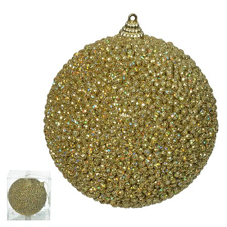 BOLA DECORADA NATAL (DOURADO) 12cm (FLORARTE)
