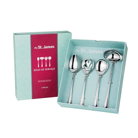 Jogo para Servir St. James Lace Inox 4 Peças – Sofisticação