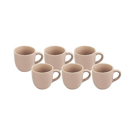 Xícara para Chá de Cerâmica Medina Bege 180ml – 6 Peças