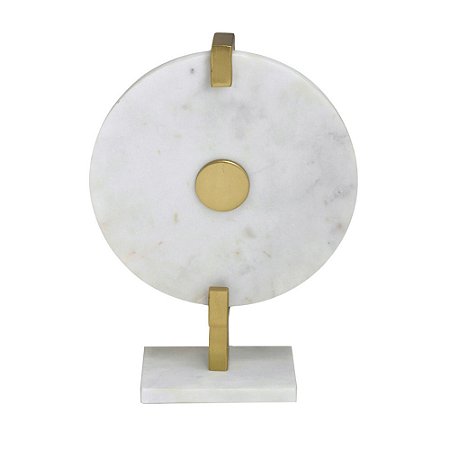 ESCULTURA DECORATIVA GEOMETRICA EM MARMORE E METAL 36CM