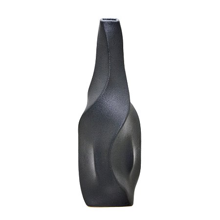 VASO DECORATIVO PRETO RUSTICO EM CERAMICA FOSCA 44,50cm