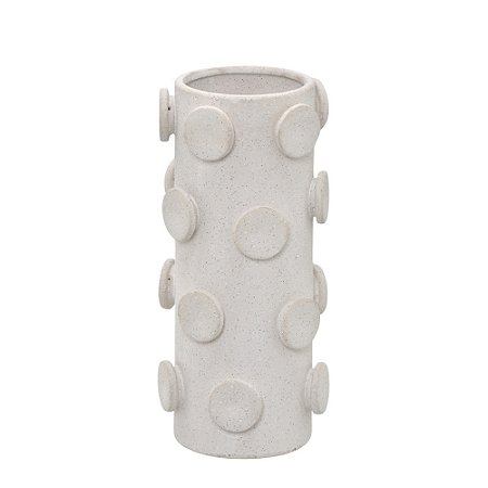 VASO DECORATIVO OFF WHITE RELEVO EM CERAMICA 28CM