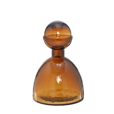 VASO POTICHE DECORATIVO AMBAR COM TAMPA EM ESFERA DECOR 31CM