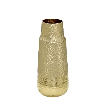 VASO DECORATIVO EM METAL INDIANO DOURADO 34,50CM