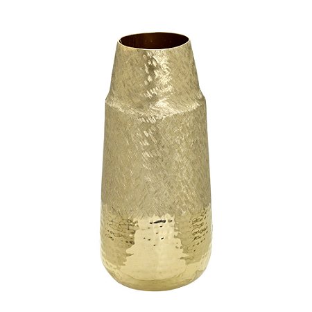 VASO DECORATIVO EM METAL INDIANO DOURADO 40CM
