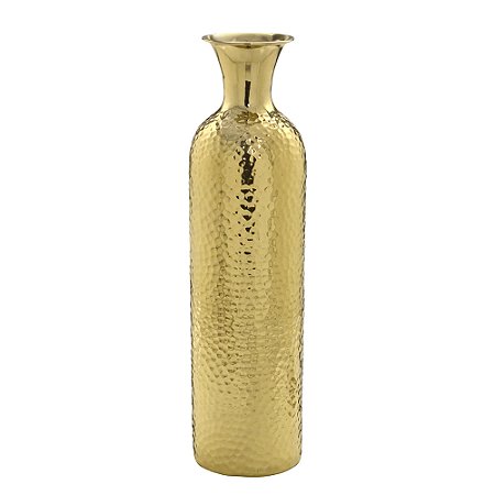 VASO DECORATIVO EM METAL INDIANO DOURADO 60CM