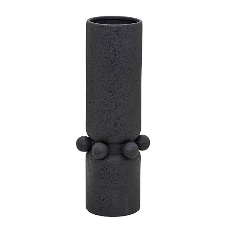 VASO DECORATIVO CERÂMICA PRETO 40CM MODERNO E SOFISTICADO